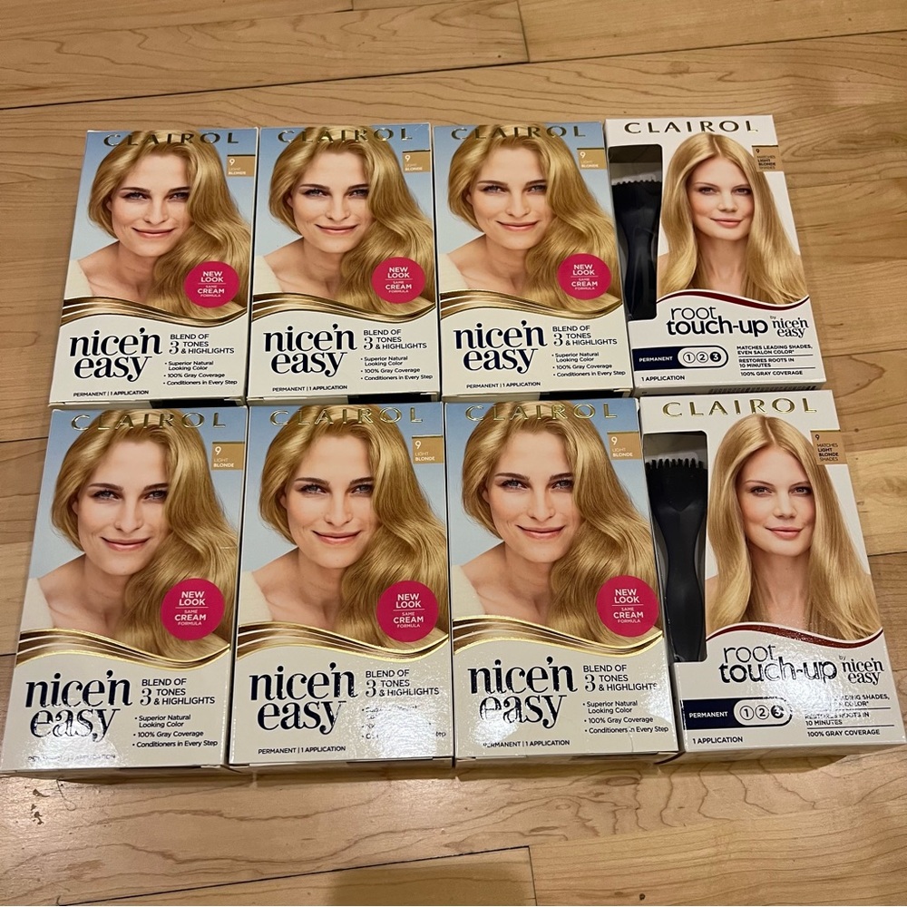 Lot 8 Clairol Nice n Easy Hair Color # 9 Light Blonde 6 Permanent 2 Root Touchup